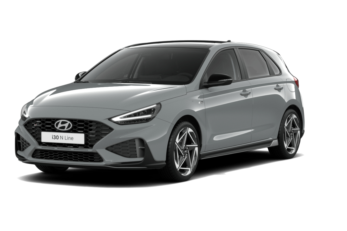 grauer Hyundai i30 auf weißem Hintergrund