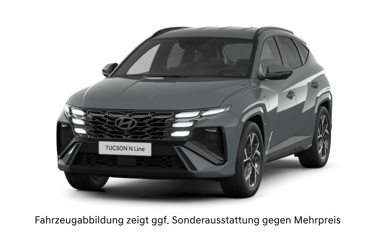 Ein graue Hyundai TUCSON auf weißem Hintergrund