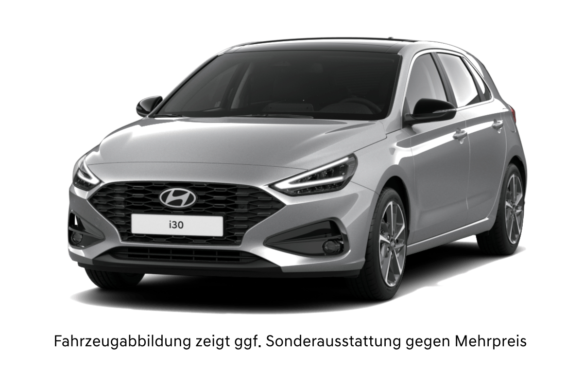 grauer Hyundai i30 auf weißem Hintergrund