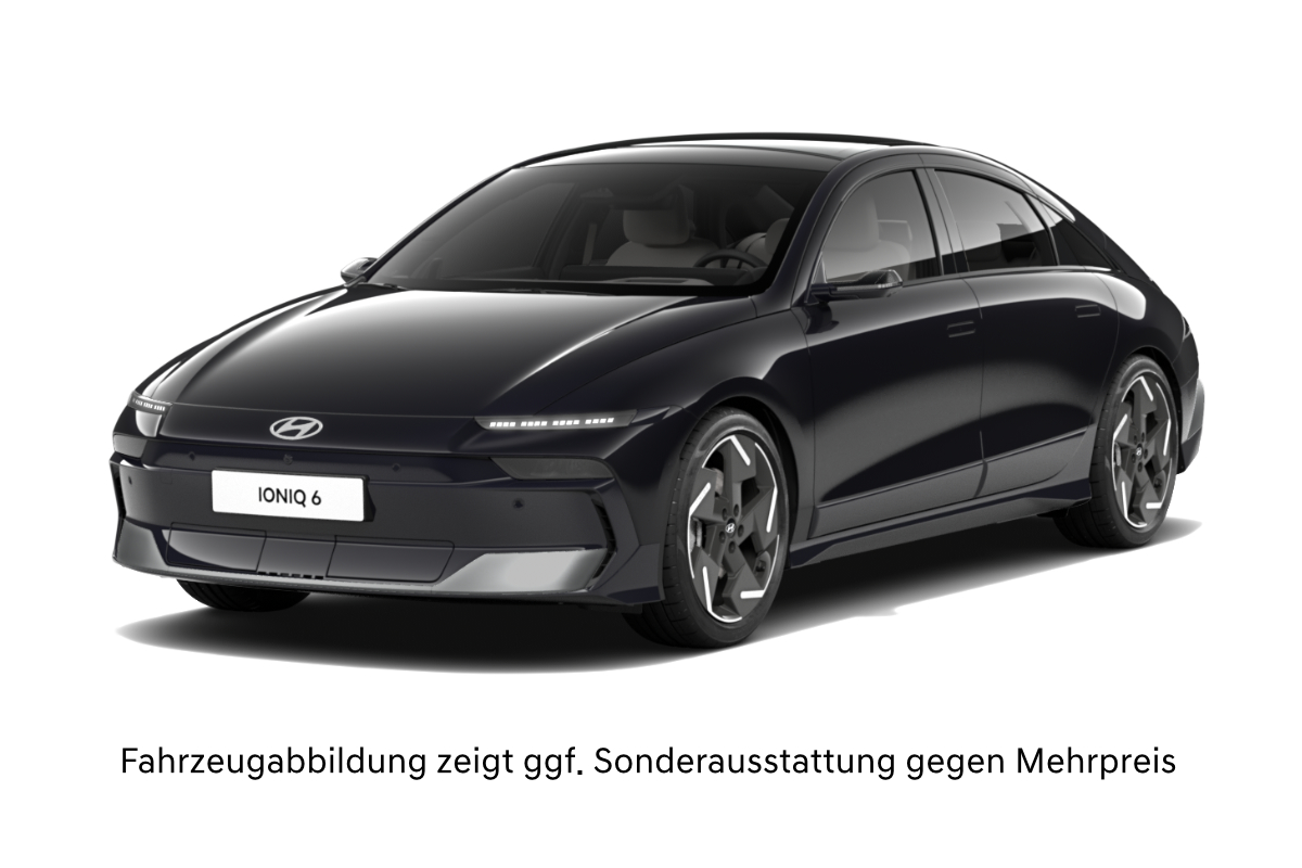 Ein schwarze Ioniq 6 aud weißem Hintergrund