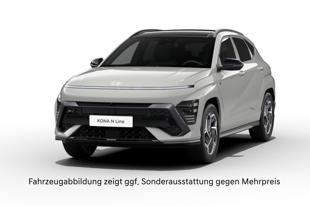 grauer Hyundai Kona auf weißem Hintergrund